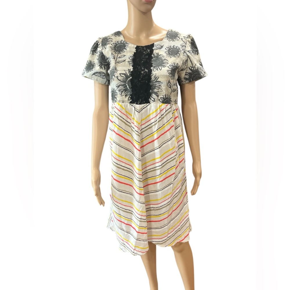 Handmade Upcycled Patchwork Empire Folk Dress Vin… - image 1